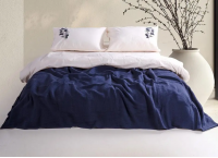 Постельное белье Washed Cotton Turkiz - Petunya с вышивкой и покрывалом (Turkey), евро